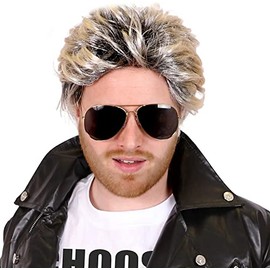 MENS 80S POP ICON WIG - 1980S FANCY DRESS POP STAR WIG BLONDE BROWN FUNKY HAIRSTYLE WIG - PACK OF 1