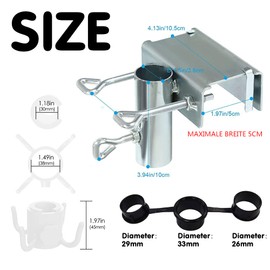 TUIBEIDAMAI Parasol Holder, Balcony Railing, Adjustable, Space-Saving Parasol Holder, Balcony, Diameter 25-38 mm, Umbrella Holder, Balcony Railing, Parasol Stand, Suitable for Maximum Width 5 cm