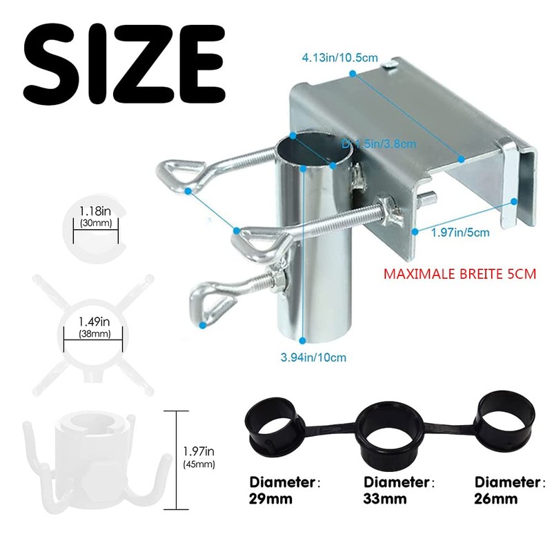 TUIBEIDAMAI Parasol Holder, Balcony Railing, Adjustable, Space-Saving Parasol Holder, Balcony,