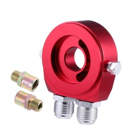 FELTECHELECTR 1pc Oil Pressure Gauge Connecting Base Oil Sandwich Adapter Oil Pressure Gauge Adapter Oil Temp Gauge Adapter Accessories for Car Oil Cooler Kit Car Kit Aluminum Alloy Red