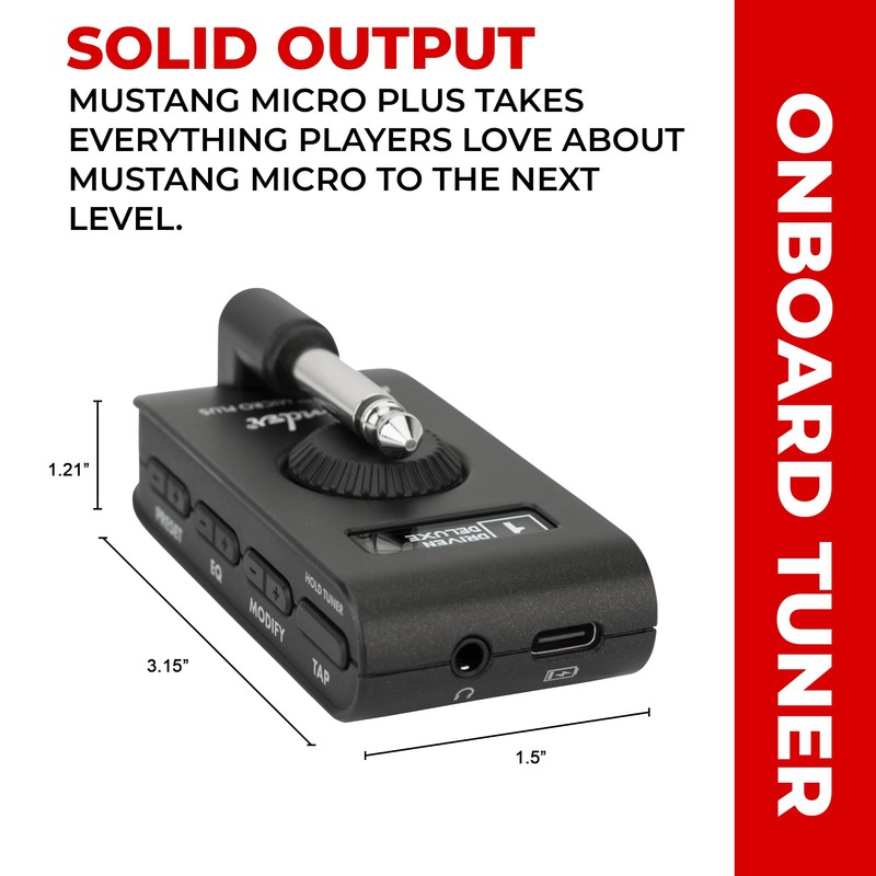Fender Mustang Micro Plus Headphone Amplifier Bundle with 12-Pack Picks