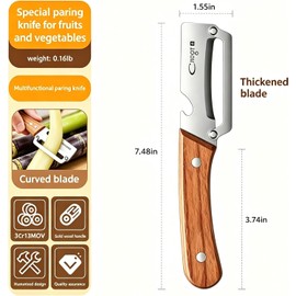 2-in-1 Vegetable Peeler Bottle Opener, Stainless Steel Wood Handle | Great for home, BBQ & camping, 2-in-1 peeler peels produce and opens bottles easily