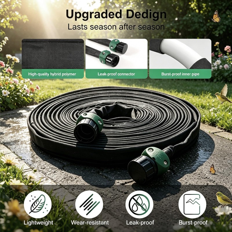 Apgooface Flat Soaker Hose 25 ft 4-Pack with Splitter, 80%