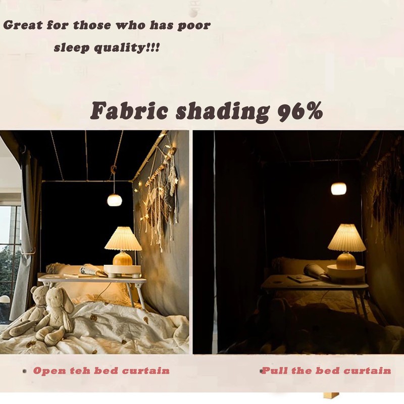 Navhao Soild Thicken Bunk Blackout Privacy Bed Curtains Yarn Bed