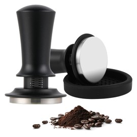 Coffee Tamper, Espresso Tamper Made of Stainless Steel with 30 lbs Contact Pressure Tamper with Built-in Spring Mechanism for Portafilter (53 mm)