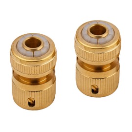Mivos 2 x 1/2 inch (13 mm) Brass Garden Hose Quick Connectors, Hose Coupling with Stop Function, Suitable for All Standard Hoses and Irrigation Systems