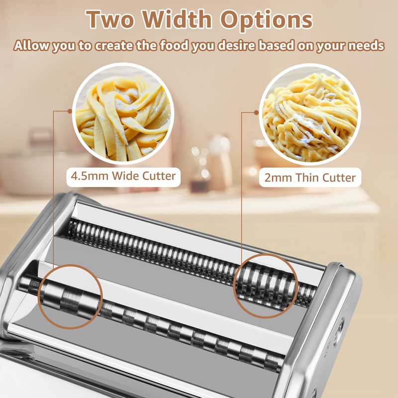 Pasta Maker - 7 Thickness Settings Pasta Roller & 2-in-1
