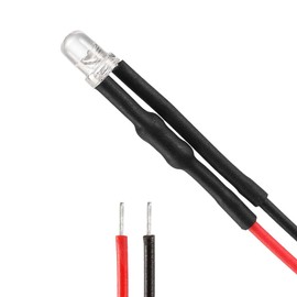 sourcing map 10Pcs 3mm Pre Wired LED, Red DC3-5V Clear Lens, Light Emitting Diodes