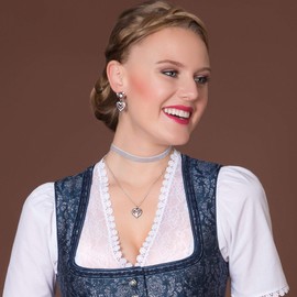 Alpenflüstern DHK267 Traditional Velvet Choker Costume Heart Necklace Deer Nostalgic Costume Necklace Tight Fitting Choker Elastic Women's Costume Jewellery Velvet Choker in Traditional Colours, 30%