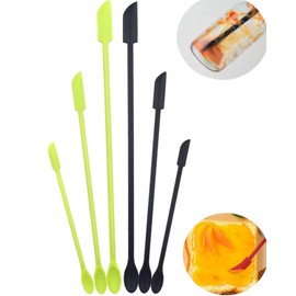 Makeup Silicone Spatula Mini Silicone Stir Spoons,small Jars patula silicone mini spatula for cosmetics lotion,Tiny spoon spatula,Prefect for Stirring Drinks & Getting to the Bottom of Jars,6pcs