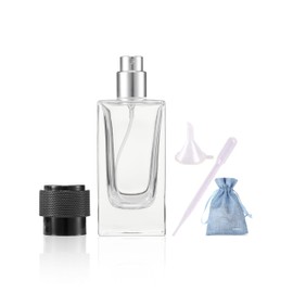 JJKMALL Leak-Proof 50ML Perfume Atomizer Spray Bottle, Refillable Travel-Sized Glass Bottle for Fragrance & Essential Oils, 3-in-1 Luxury Gift Set with Funnel, Dropper & Gift Bag (TSA Approved)