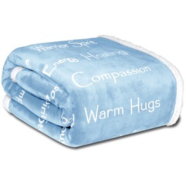 WOLF CREEK BLANKET - Compassion Blanket (Brand)- Strength Courage Super Soft Warm Hugs, Get Well Gift Blanket Plush Healing Thoughts Positive Energy Love & Hope (Light Blue, 50 x 65 Sherpa)