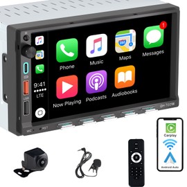 Alondy Double Din Car Stereo with 7" Touchscreen Compatible with [Wireless] Apple CarPlay Android Auto Bluetooth AM/FM Radio USB (Fast Charge 3A) Backup Camera