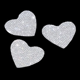 GSHLLO 6 Pcs Heart Rhinestone Appliques Self Adhesive Clothes Appliques Bling Glitter Patches Decorative Iron on Patches Shiny Clothing Repair Patches