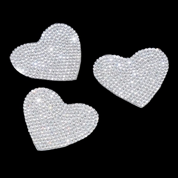 GSHLLO 6 Pcs Heart Rhinestone Appliques Self Adhesive Clothes Appliques