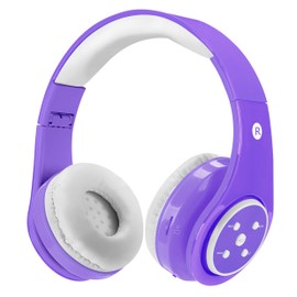 Woice - Auriculares inalámbricos Bluetooth para niños, volumen limitado, 85 db/110 db, sonido estéreo, plegables para niños, con ranura para tarjeta SD para micrófono, hasta 16 horas de tiempo de reproducción para niños, niñas y adultos (morado)