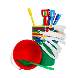 Holady - Paquete de 12 Cubos de Playa de Arena de 5 Pulgadas con Palas de Playa, cubeta de Arena para diversión en la Playa, Gran Accesorio de Fiesta de Verano