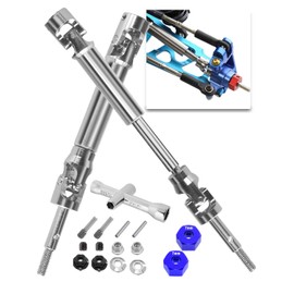 2PCS Rear Stainless Steel Drive Shaft CVD Upgrades Part for 1/10 Stampede VXL 4X4 2WD,Rustler VXL 4X4 2WD,Slash VXL 4X4 2WD,Hoss VXL 4X4 2WD,ARRCat #45 Drive Shaft with Hex,Blue