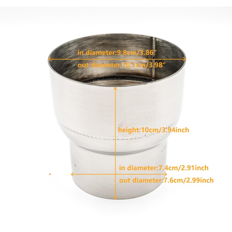 3" ID to 4"OD Exhaust Pipe Connector Stainless Steel Reducer