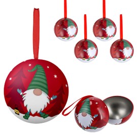 Santa Christmas Baubles Set of 6 Metal for Hanging and Opening Christmas Decoration Christmas Tree Bauble Santa Claus (6 x Christmas Bauble Gnome)