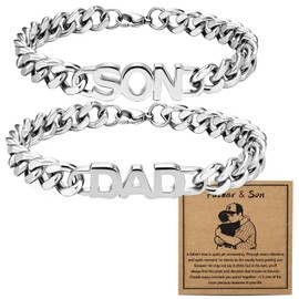 Saintda Dad Son Bracelet Set 316L Stainless Steel Cuban Chain Father Son Bracelet
