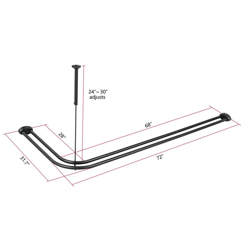 Utopia Alley Rustproof Aluminum Double L Shaped Shower Curtain Rod