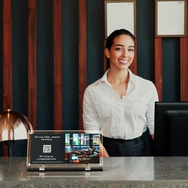 Pahdecor Acrylic Magnetic Sign Holder - Clear QR Display Stands 180°Adjustable Menu Holder For Office, Home, Store, Restaurant