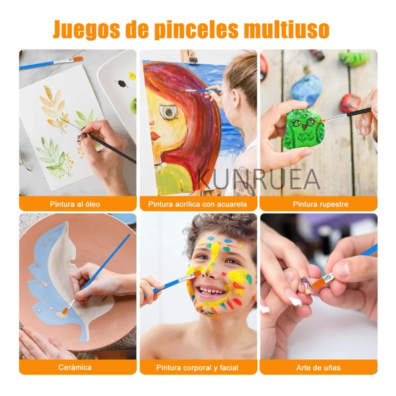 Kunruea Set 200 Pinceles Para Dibujo Acuarela Acrílico Oleo Gouache