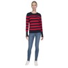 Nautica Women's Stripe Long Sleeve Crewneck Sweater, Night Sky/Regatta Red,