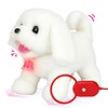 Easfan Electric Walking White Dog Plush Leash Puppy Toy Interactive