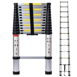 5M/16.5ft Aluminium Extendable Ladder Multi-Purpose Straight Ladders for Outdoor Indoor DIY Jobs 330lbs/150kg Capacity with EN131 Safety Standard