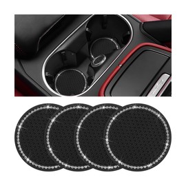 Mandark 2PCS Bling Car Cup Holder Coasters, 2.75 Inch Crystal Rhinestone Vehicle Cup Holder Insert Pad, Anti Slip Auto Interior Drink Mat Accessories, Universal for SUV, Truck, RV (Black)
