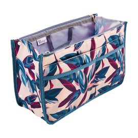 Periea Signature Purse Organizer Insert with Handles & 13 Pockets - 3 Sizes (Peach Leaves, Large)