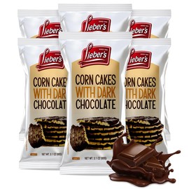 LEIBERS Dark Chocolate Coated Corn Cakes Snack pack – 6 Packs – 6 Cakes Per Pack (Total 36 Cakes) – Kosher Certified Dairy-Free