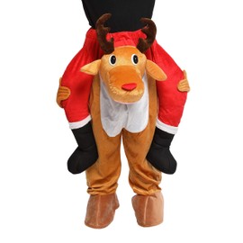 CRSURE Reindeer Costume, Christmas Funny Costume Easy to Wear and Walk Christmas Costumes for Women/Men,Fancy Riding on Reindeer's Shoulders Unisex Adult Costume
