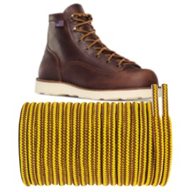 NDTEZUGT 4.5mm Boot Laces for Danner Boots, 3/16" Outdoor Heavy Duty Work Hiking Boot Shoelaces Replacement Shoe Strings (Yellow-Brown, 54" 140cm