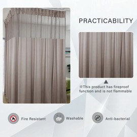 HEEBOR Hospital Curtain Cubicle Flame Resistance Medical Curtain Bed Divider for Medical, SPA,Clinic, Living Room, School Nursery-Grey 1*(15ft Wide x8ft Tall)