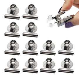 12 Pieces Silver Magnetic Clip, Round Magnetic Picture Clip, Whiteboard Magnetic Clip, Office Supplies, Suitable for Whiteboard, Refrigerator, Home, Office, School, Classroom