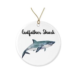OystersPearl Godfather Shark Gift Ornament - Gift Christmas Ceramic Stocking - Merry Christmas Godfather - Ornament Godfather Gift - Christmas Tree Ornament Printed on Both Sides