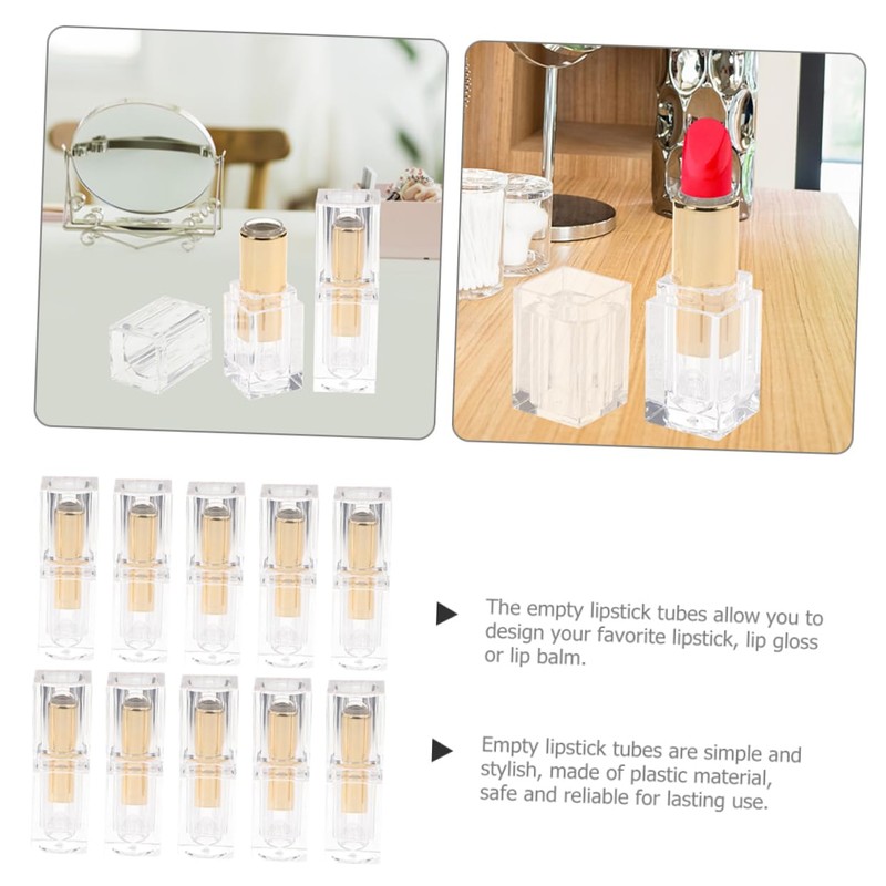 VICASKY 10pcs Transparent Lipstick Tubes Refillable Lip Gloss Containers for
