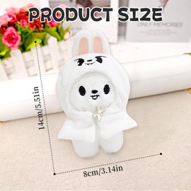 NlsqUK Cartoon Keychain Plush, 13 CM Mini Skzooo Plush Soft Toy with Detachable Cloak, Cute Kpop Stray Plushies Keyring Pendant for Fans