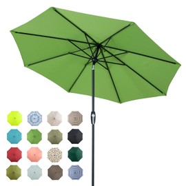Tempera 10ft Patio Market Outdoor Table Umbrella with Auto Tilt and Crank,Large Sun Umbrella with Sturdy Pole&Fade resistant canopy,Easy to set, Green