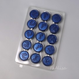 fsalisa Plant Wax Seal Stickers 60pcs Wedding Invitation Envelope, Self Adhesive Seal Stickers for Christmas Invitations Cards Gift Wrapping Wine Packages (Plant Set#-Royal Blue)