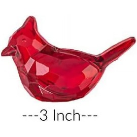 Pchnfei Red Acrylic Cardinal Figurine Home Decor Glass Bird Statue for Illuminated Home Display Office Decor Accents Products