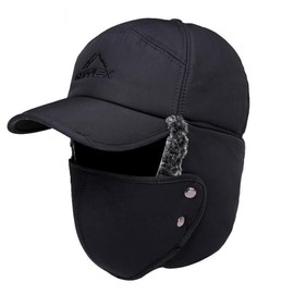 MOAZIFI Men's winter hat, hat with ear flaps, aviator hat, fur hat, men's fur hat, aviator hat, men's winter hat, trapper hat for men, black