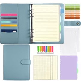 Mlife A5 Refillable Ring Binder, with 180 Sheets Refill Paper,A5 Notebook with Binder Pockets and Dividers,for Men and Women-Blue