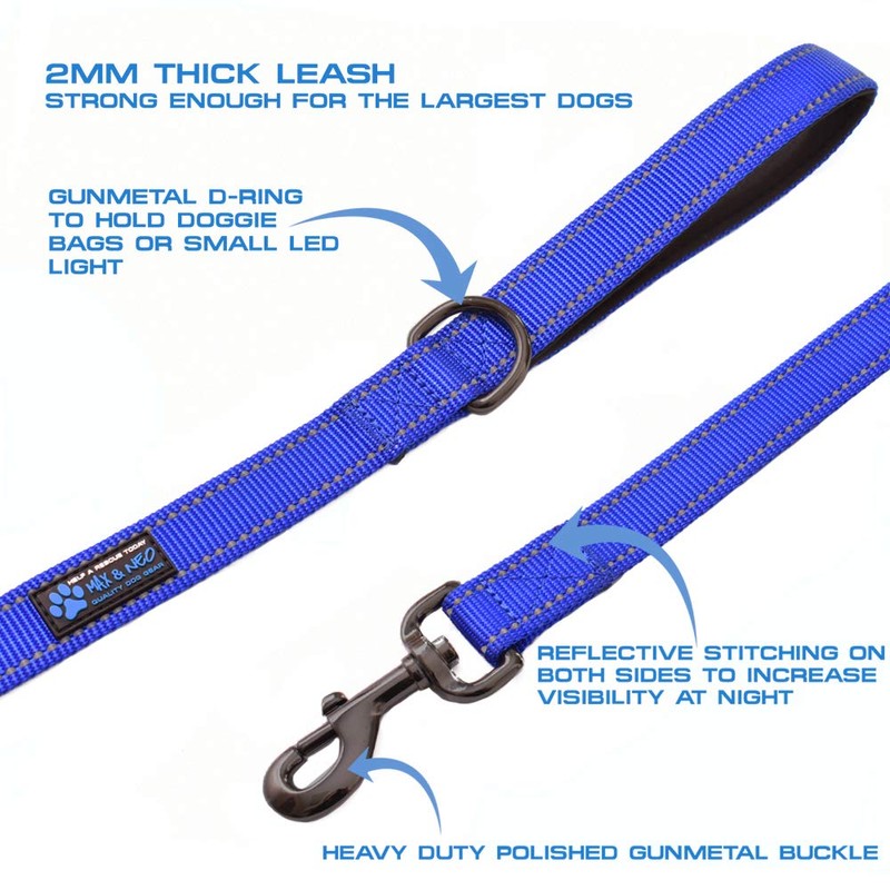 Max and Neo™ Double Handle Traffic Dog Leash Reflective -