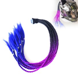 TVETE Motorcycle Wig Motorcycle Helmet Helmet Ponytail Color Wig with Suction Cup Helmet Hair Ponytail Helmet Braid Wig Personality Braided Wig Bangs Fake Braids Pigtail Decoration for Men Women Cool Punk Eye-catching (Purple)