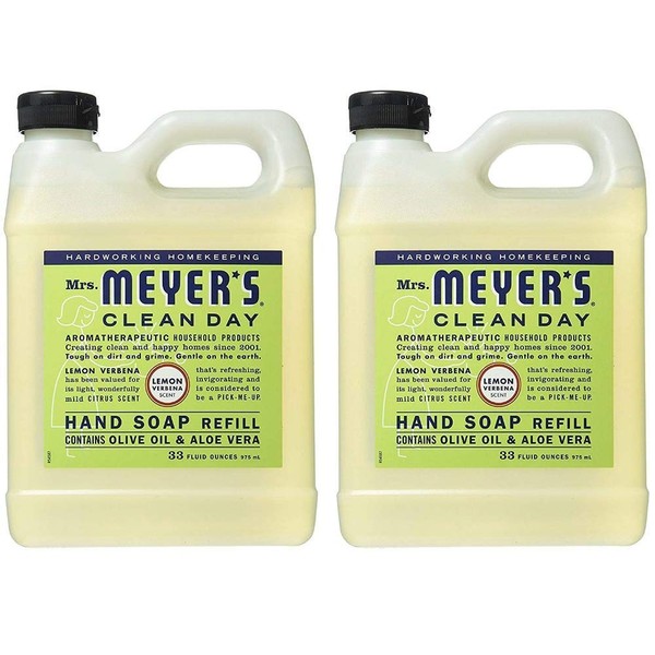 MRS. MEYER'S CLEAN DAY Liquid Hand Soap Refill Lemon Verbena, 33 Fl Oz (Pack of 2)