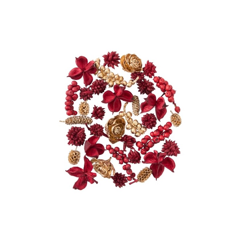 Daichi Noen Dried Flowers Red/Gold Approximately 40-50 pieces Mixed Cones
